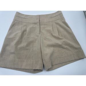 Cache Women's Shorts High Waist Sz 8 Zip Up & Pockets Comfy Fashion Beige 